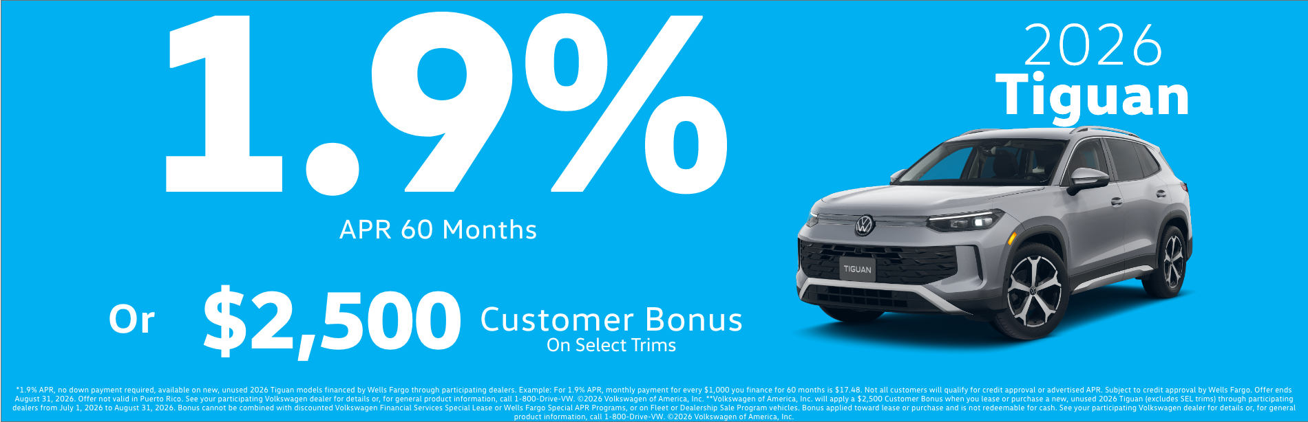 2026 Tiguan 1.9% APR