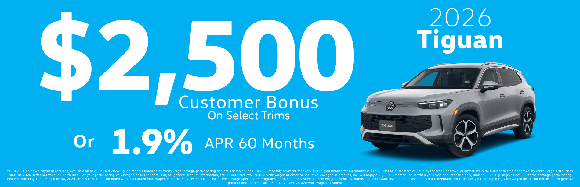 2026 Tiguan 1.9% APR