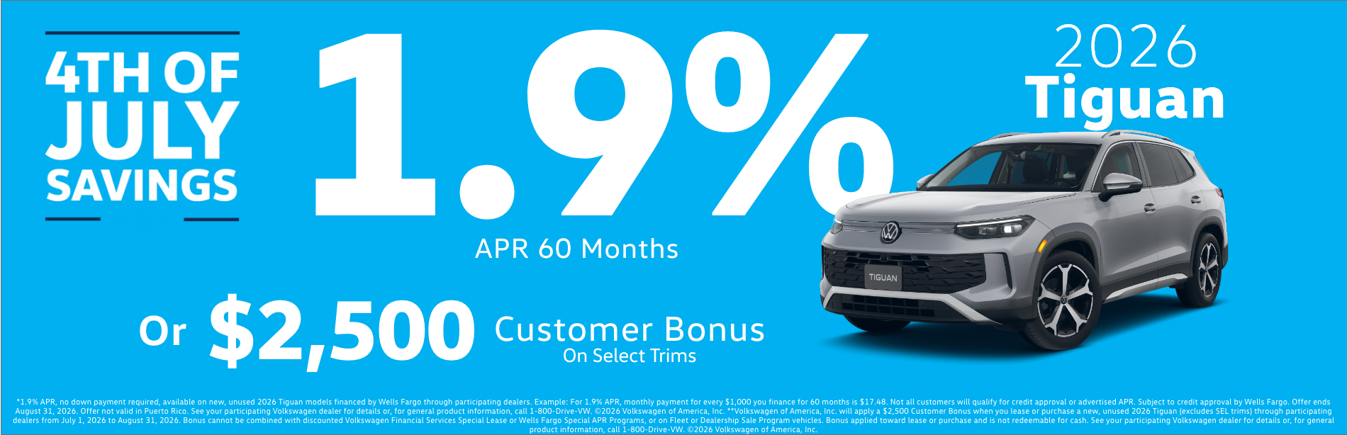 2026 Tiguan 1.9% APR